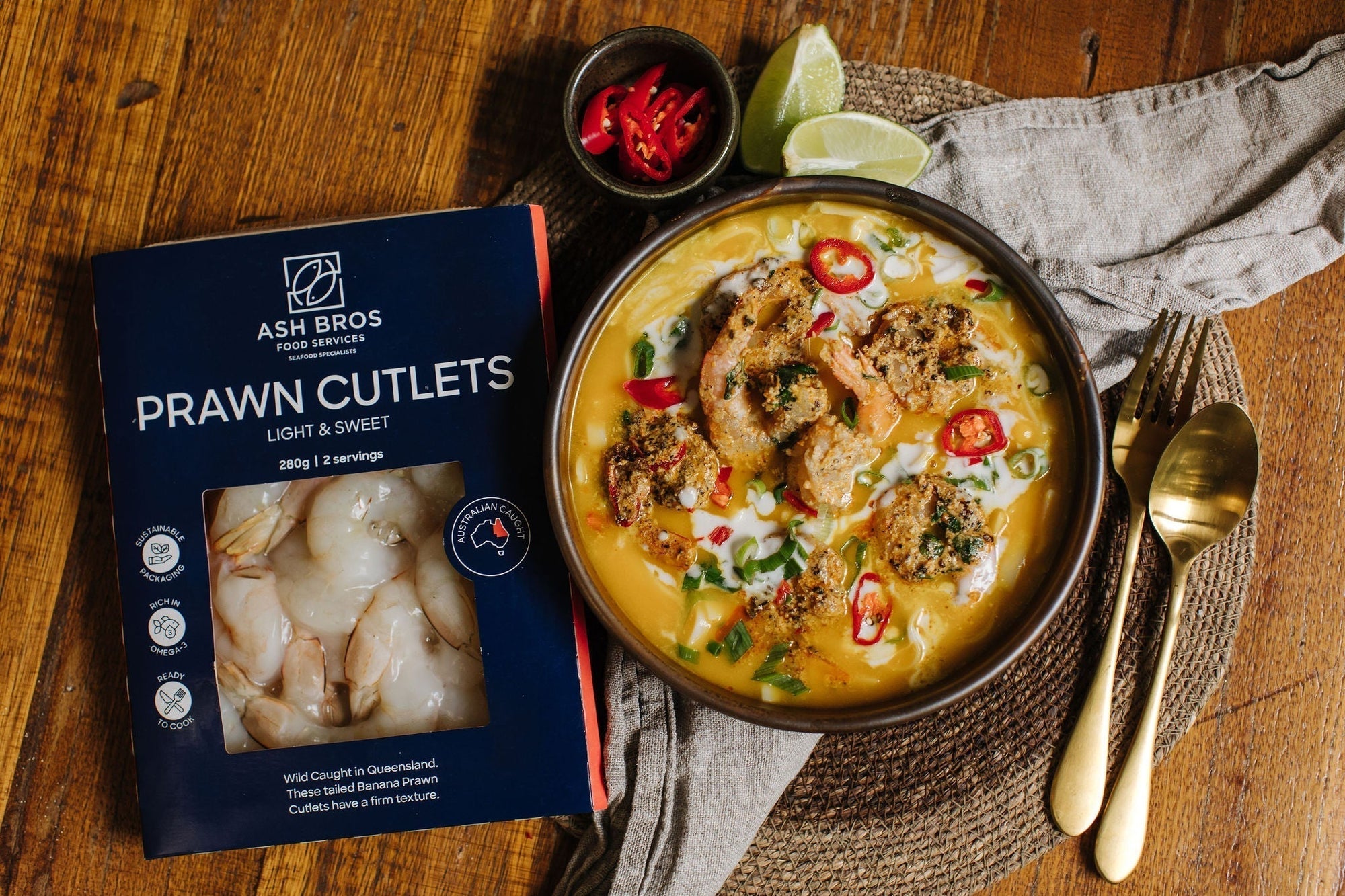 Asian-Style Prawns with Pumpkin Noodle Soup - Recipe
