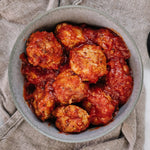 Handmade free-range chicken meatballs, slow cooked In a traditional Napoli sauce.