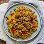 A traditional Nepalese dish of free range chicken, aromatic spices and fried rice.