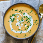 A Thai style pumpkin soup, silky smooth with a perfect balance of authentic aromatic spices.