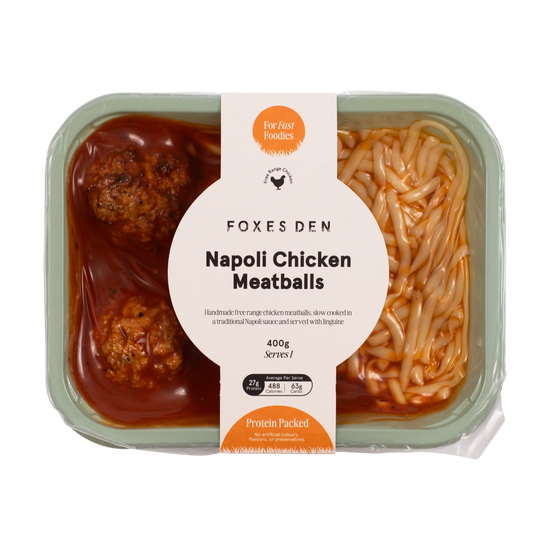 Napoli Chicken Meatballs with Linguine
